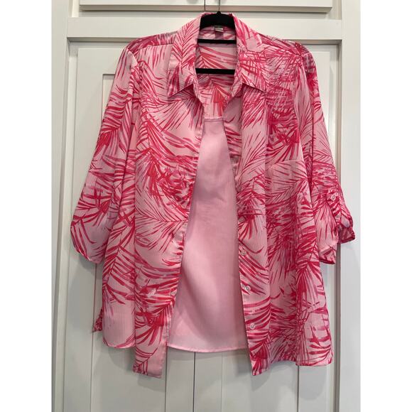 White Stag Tops - White Stag Pink layered tank and overshirt 2X   18W/20W